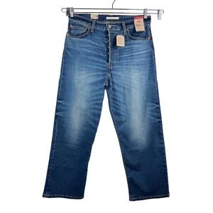 Levis Ribcage Straight Ankle Jeans sz 32x27 Super High Rise Blue 90s preppy